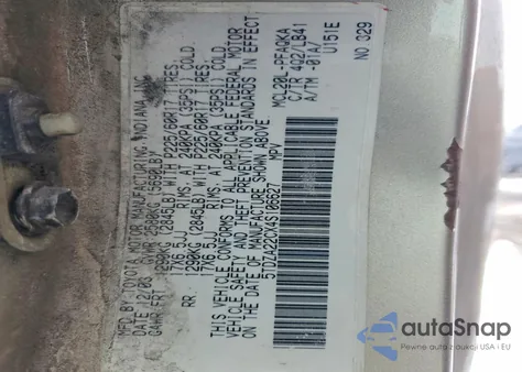 2004 Toyota Sienna Xle z USA, uszkodzony, nr VIN 5TDZA22CX4S106627